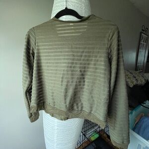 CACIA Green Mesh Stripe Top